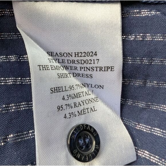 WILDFANG nwt Navy Empower Pinstripe Shirt Dress Knee Length Size S - Picture 11 of 15